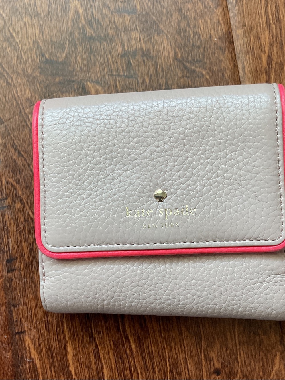 kate spade Light Gray Wallet with Pink Trim